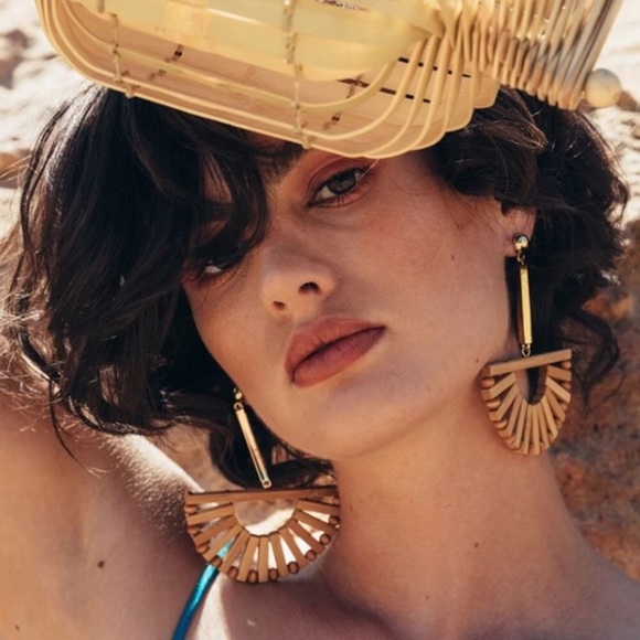 🌿Handmade Bamboo Half Windmill Earrings!☀️ - Picture 2 of 8